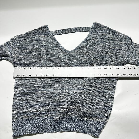 Express Sweater Women Size M Blue Twist Back VNeck Made in USA Y2K Preppy Dance - Picture 7 of 8